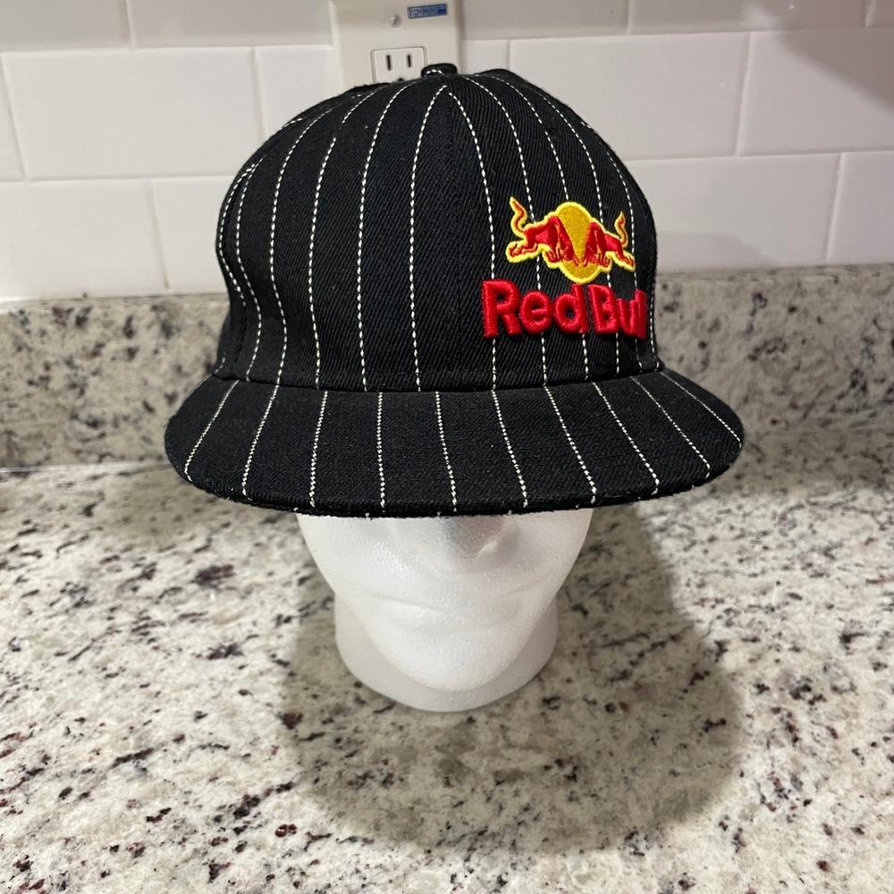 Red Bull Racing Fitted Hat Black Pinstripe Size 7 3/8 New Era 59FIFTY